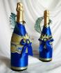 Украшение бутылок на новый год лентами Украшение елочка из ленты на шампанское мк